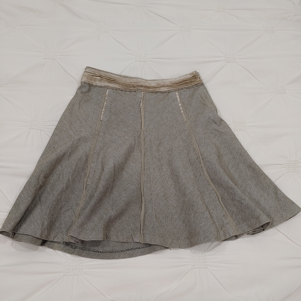 Smart Set Gray Pinstripe & Mesh Ribbon Skirt